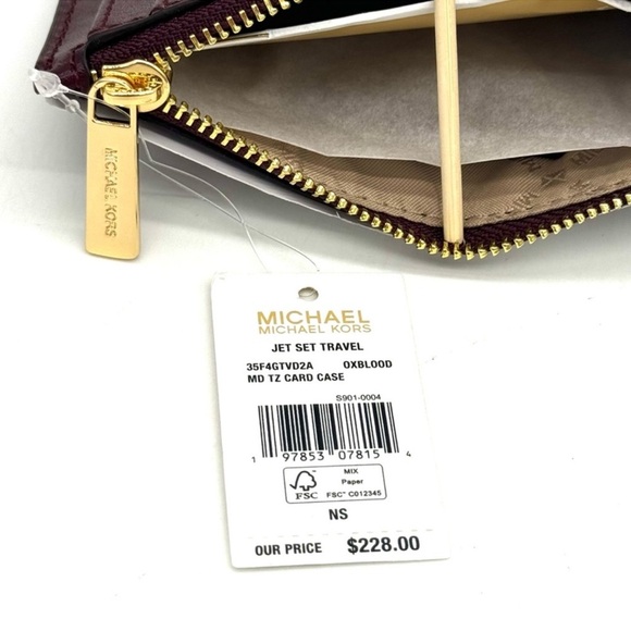 Michael Kors Medium Jet Set Travel TZ Card Case Wallet Ox Blood - Picture 7 of 7